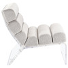 Serreta Boucle Upholstered Armless Accent Chair with Clear Acrylic Frame Ivory / CS-903161