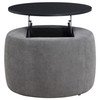 Tesoro Round Upholstered Lift Top Storage Ottoman Grey / CS-910147
