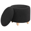 Valia Faux Sheepskin Upholstered Round Storage Ottoman Black / CS-910227