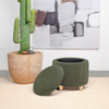 Valia Faux Sheepskin Upholstered Round Storage Ottoman Green / CS-910228