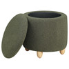Valia Faux Sheepskin Upholstered Round Storage Ottoman Green / CS-910228
