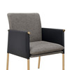 Modrest Engel - Modern Dark Grey Vegan Leather + Grey Fabric + Antique Brass Dining Chair / VGGAGA-6988CH-1-DKGRY