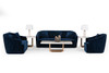 Divani Casa Palomar Modern Blue Velvet & Brass Accent Chair / VGVCS1811-BLU-CHR