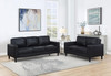 Ruth 2-piece Upholstered Track Arm Faux Leather Sofa Set Black / CS-508361-S2