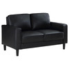 Ruth 2-piece Upholstered Track Arm Faux Leather Sofa Set Black / CS-508361-S2