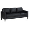 Ruth 3-piece Upholstered Track Arm Faux Leather Sofa Set Black / CS-508361-S3