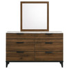 Mays 6-drawer Dresser with Mirror Walnut Brown with Faux Marble Top / CS-215963M