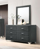 Melody 6-drawer Upholstered Dresser with Mirror Grey / CS-223383M