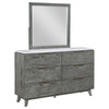 Nathan 6-drawer Dresser with Mirror White Marble and Grey / CS-224603M
