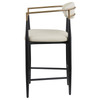 Tina Metal Counter Height Bar Stool with Upholstered Back and Seat Beige (Set of 2) / CS-121184