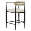 Tina Metal Counter Height Bar Stool with Upholstered Back and Seat Beige (Set of 2) / CS-121184