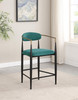 Tina Metal Counter Height Bar Stool with Upholstered Back and Seat Green (Set of 2) / CS-121185
