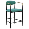 Tina Metal Counter Height Bar Stool with Upholstered Back and Seat Green (Set of 2) / CS-121185