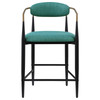 Tina Metal Counter Height Bar Stool with Upholstered Back and Seat Green (Set of 2) / CS-121185