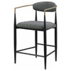 Tina Metal Counter Height Bar Stool with Upholstered Back and Seat Dark Grey (Set of 2) / CS-121186