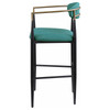 Tina Metal Pub Height Bar Stool with Upholstered Back and Seat Green (Set of 2) / CS-121188