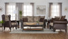 Elmbrook Upholstered Rolled Arm Loveseat with Intricate Wood Carvings Brown / CS-508572