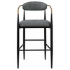 Tina Metal Pub Height Bar Stool with Upholstered Back and Seat Dark Grey (Set of 2) / CS-121189