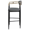 Tina Metal Pub Height Bar Stool with Upholstered Back and Seat Dark Grey (Set of 2) / CS-121189