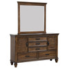 Franco 5-drawer Dresser with Mirror with 2 Louvered Doors Burnished Oak / CS-200973M