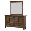 Franco 5-drawer Dresser with Mirror with 2 Louvered Doors Burnished Oak / CS-200973M