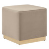 Tilden 17" Square Performance Velvet Upholstered Ottoman / EEI-6640