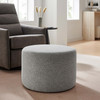 Callum Large 23" Round Woven Heathered Fabric Upholstered Ottoman / EEI-6645