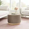 Tilden Large 23" Round Performance Velvet Upholstered Ottoman / EEI-6646