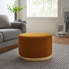 Tilden Large 23" Round Performance Velvet Upholstered Ottoman / EEI-6646