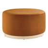 Tilden Large 29" Round Performance Velvet Upholstered Ottoman / EEI-6648