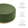 Tilden Large 38" Round Performance Velvet Upholstered Ottoman / EEI-6650