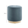 Tilden 16" Round Performance Velvet Upholstered Ottoman / EEI-6652