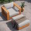 Tahoe Outdoor Patio Acacia Wood 2-Piece Armchair and Ottoman Set / EEI-6800