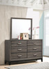 Watson 6-drawer Dresser with Mirror Grey Oak and Black / CS-212423M