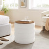 Mezzo Round Boucle Fabric Storage Ottoman / EEI-6685
