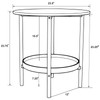 Delfin Round Glass Top Side End Table Black and Brown / CS-721617