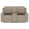 Brentwood Upholstered Motion Reclining Loveseat with Console Taupe / CS-610282