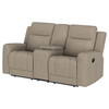 Brentwood Upholstered Motion Reclining Loveseat with Console Taupe / CS-610282