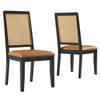 Arlo Vegan Leather Upholstered Faux Rattan and Wood Dining Side Chairs - Set of 2 / EEI-6802