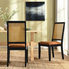 Arlo Vegan Leather Upholstered Faux Rattan and Wood Dining Side Chairs - Set of 2 / EEI-6802