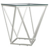 Brittania Square Glass Top Geometric End Table Nickel / CS-709737