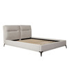 Leandro Low Profile Queen Bed in Clarkson Sand Fabric w/ Black Metal Leg / LEANDROSDQUBED