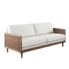 Piper Sofa in White Linen Fabric w/ Natural Rattan / PIPERSOWH