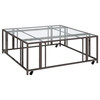 Adri Square Glass Top Coffee Table with Casters Black Nickel / CS-710178
