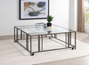 Adri Square Glass Top Coffee Table with Casters Black Nickel / CS-710178