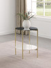 Jonelle Round Glass Top End Table White Marble Shelf Gold / CS-710337