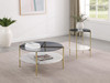Jonelle Round Glass Top End Table White Marble Shelf Gold / CS-710337