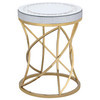 Elise Round Mirror Top Stainless Steel End Table Gold / CS-710367