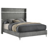 Lucia 61-inch Upholstered Eastern King Wingback Bed Grey / CS-224991KE