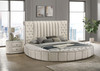 Sonya Upholstered Queen Round Storage Bed Ivory / CS-360111Q